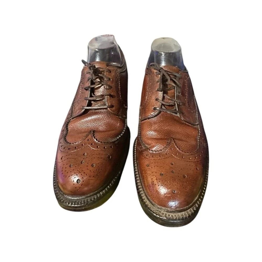 Hanover LB Sheppard Longwing Oxford 7 D/B Brown VTG Mens Wingtip Brogue Pebbled